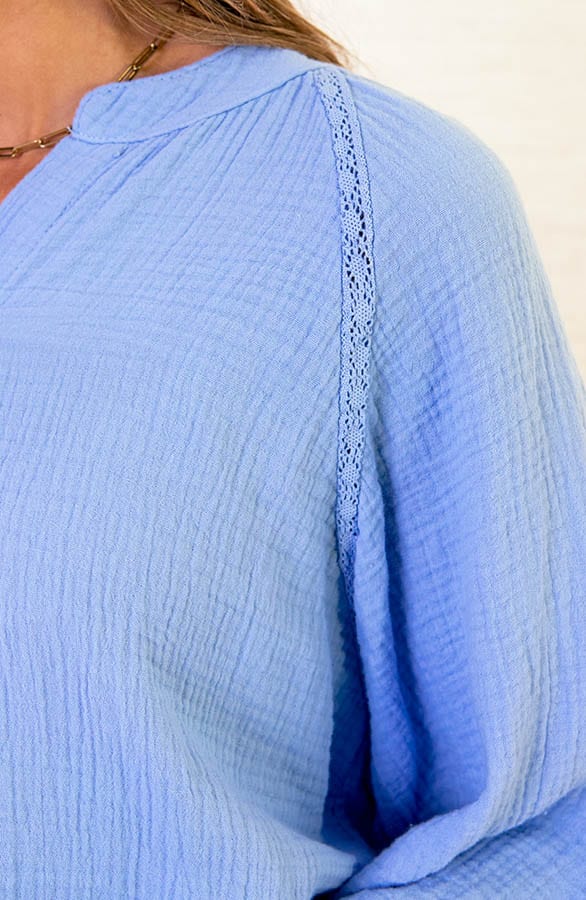 Katoenen Oversized Blouse Shelly Babyblauw – shoparchief — foto 5