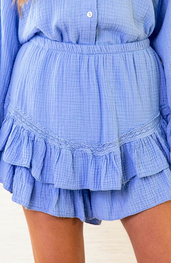 Katoenen Ruffle Skort Shelly Babyblauw – shoparchief