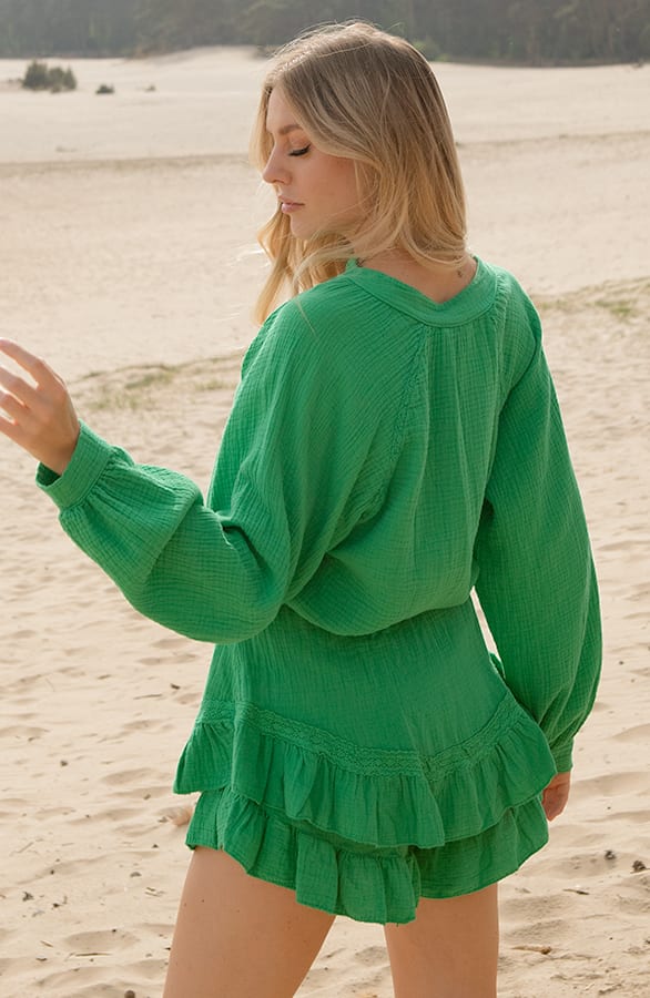 Katoenen Oversized Blouse Shelly Bright Green – shoparchief — foto 4
