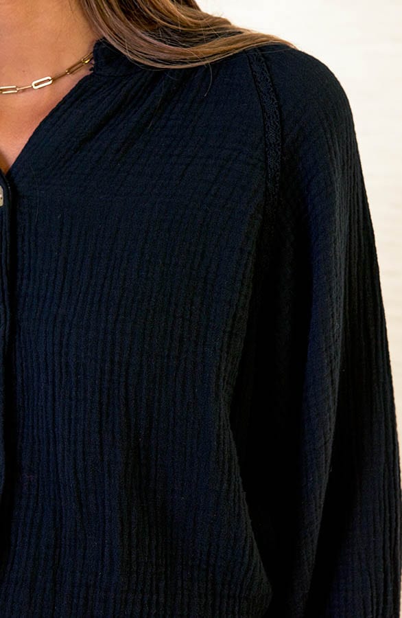 Katoenen Oversized Blouse Shelly Zwart – shoparchief — foto 5