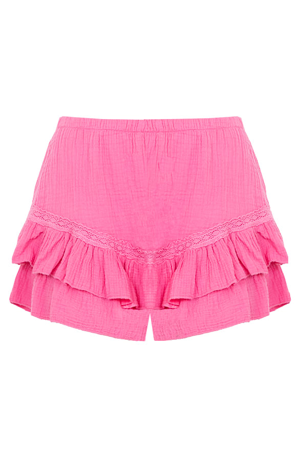 Katoenen Ruffle Skort Shelly Roze – shoparchief