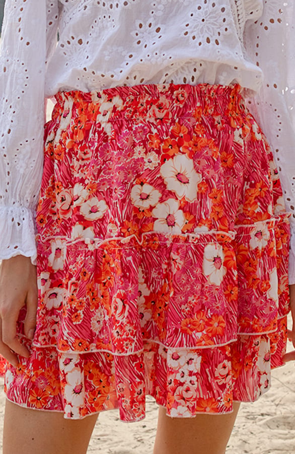 Laagjes Bloemen Rok Linda Fuchsia – shoparchief