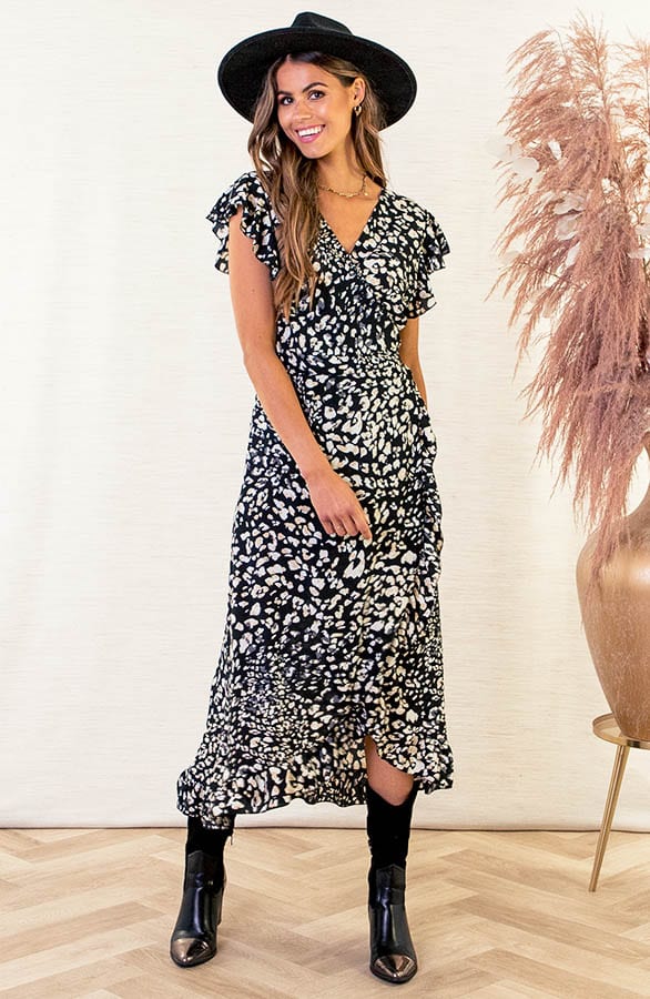 Midi Jurk Leopard Jenny Zwart – shoparchief