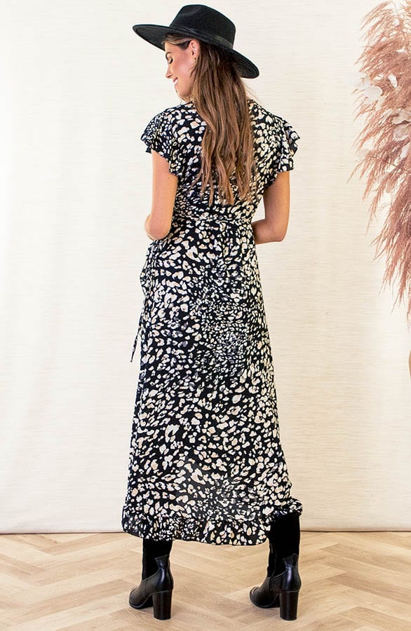 Midi Jurk Leopard Jenny Zwart – shoparchief — foto 3