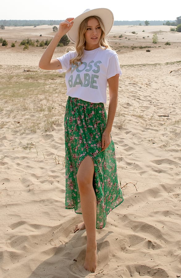 Midi Plooien Rok Met Split Alaya Groen – shoparchief — foto 3