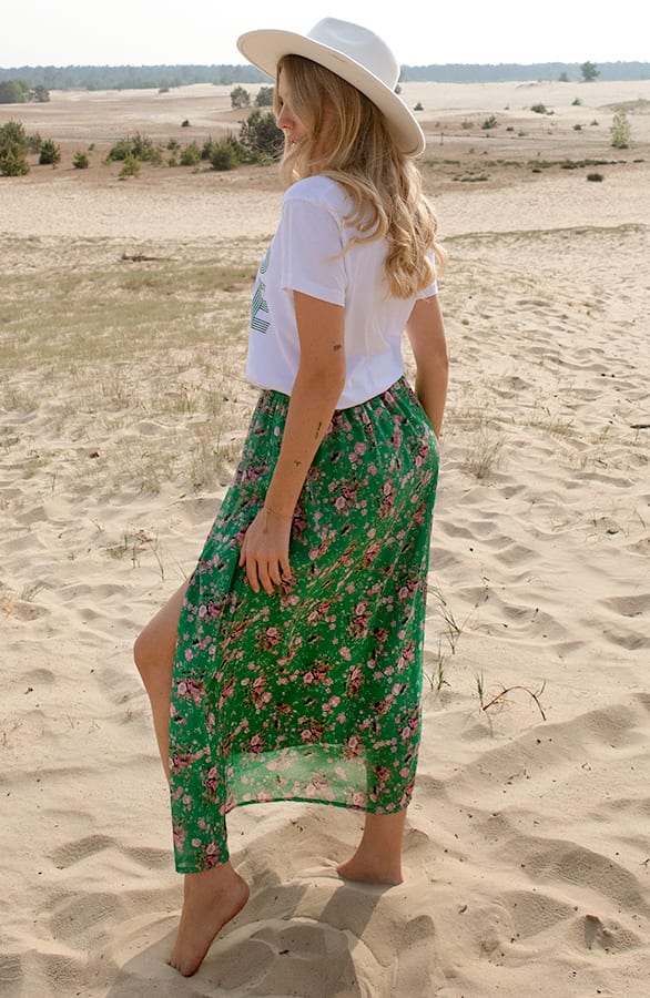 Midi Plooien Rok Met Split Alaya Groen – shoparchief — foto 6