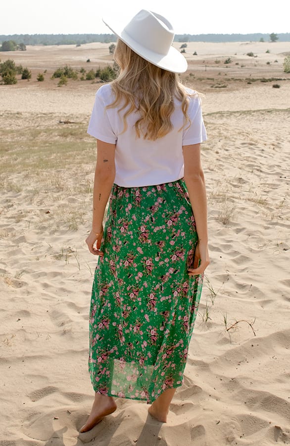 Midi Plooien Rok Met Split Alaya Groen – shoparchief — foto 7