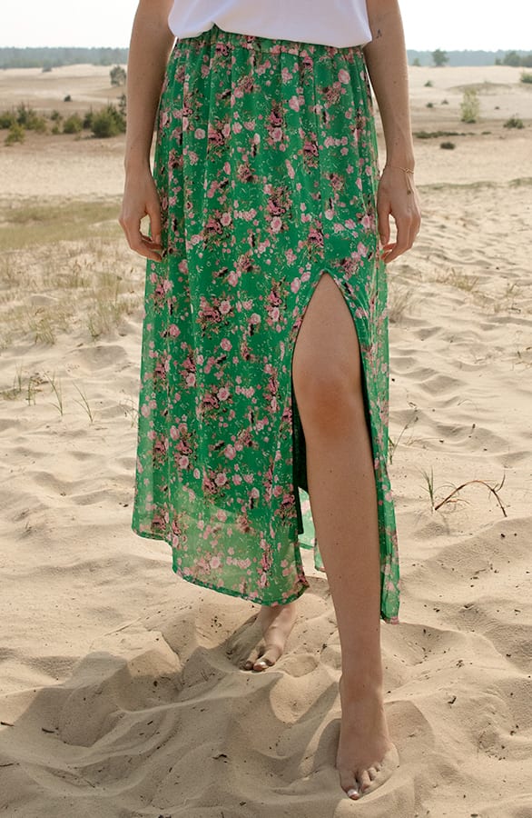 Midi Plooien Rok Met Split Alaya Groen – shoparchief