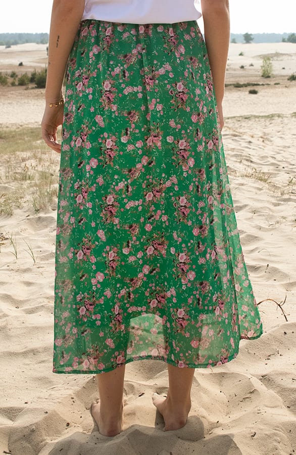Midi Plooien Rok Met Split Alaya Groen – shoparchief — foto 2
