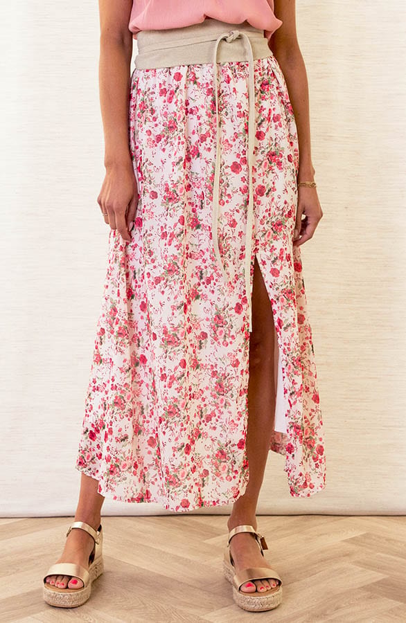 Midi Plooien Rok Met Split Alaya Roze – shoparchief — foto 6