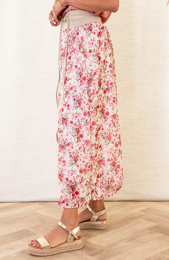 Midi Plooien Rok Met Split Alaya Roze – shoparchief — foto 7