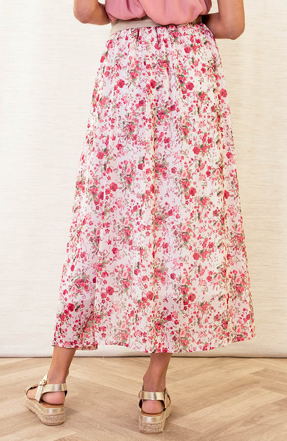 Midi Plooien Rok Met Split Alaya Roze – shoparchief — foto 8