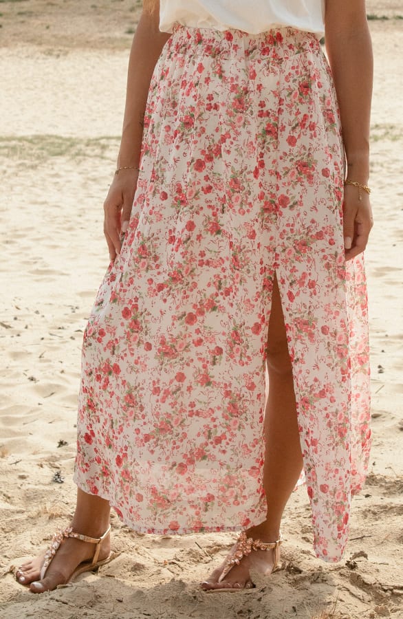 Midi Plooien Rok Met Split Alaya Roze – shoparchief