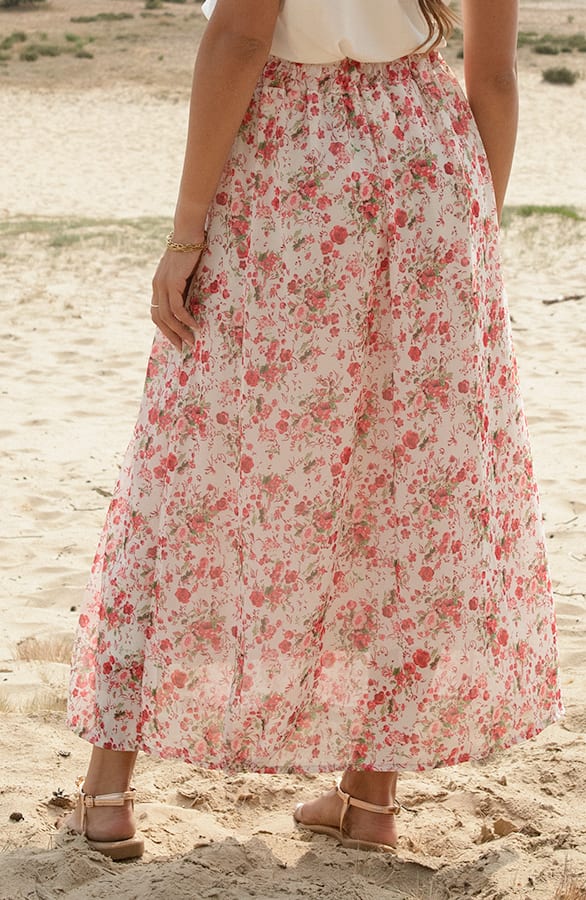 Midi Plooien Rok Met Split Alaya Roze – shoparchief — foto 2