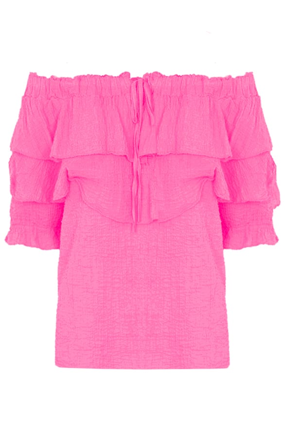 Off Shoulder Ruches Top Jayda Fuchsia – shoparchief
