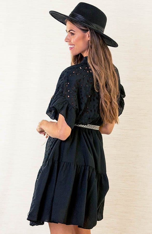 Oversized Broderie Jurk Giselle Zwart – shoparchief — foto 4