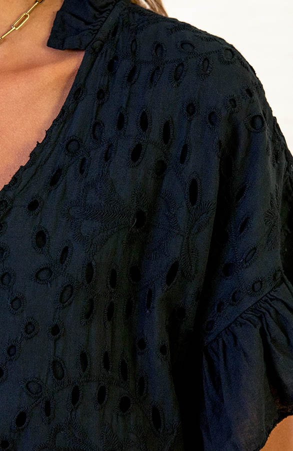 Oversized Broderie Jurk Giselle Zwart – shoparchief — foto 5