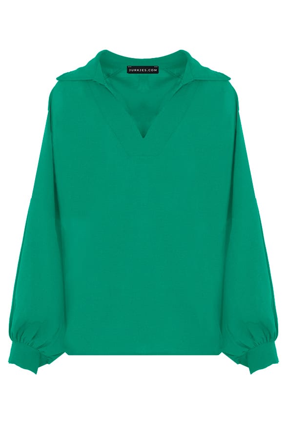 Oversized V-hals Blouse Kaya Bright Green – shoparchief