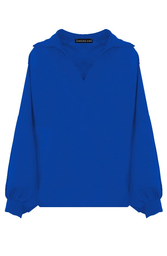 Oversized V-hals Blouse Kaya Kobalt – shoparchief