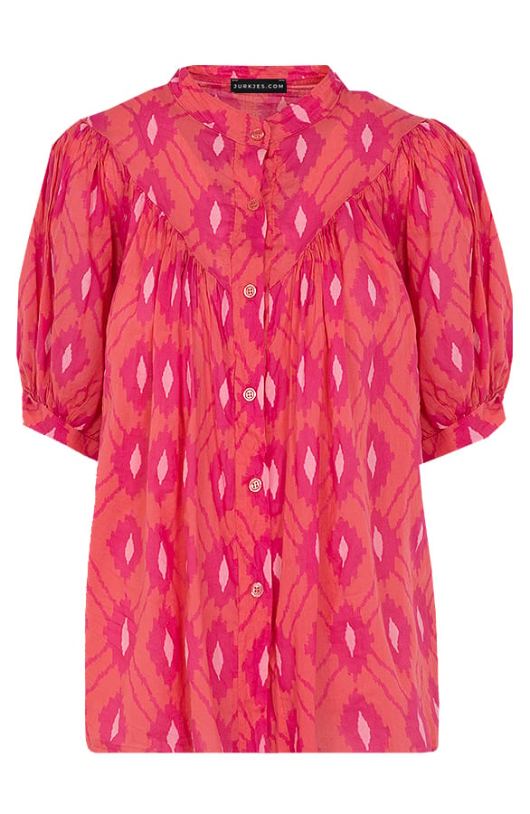 Print Blouse Met Pofmouwen Bianca Fuchsia – shoparchief