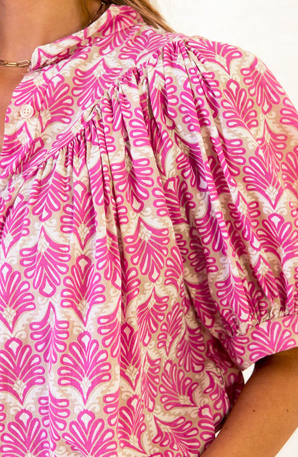 Print Blouse Met Pofmouwen Bianca Pink – shoparchief — foto 5