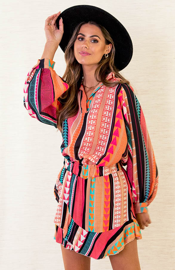 Print Blouse Pippa Zwart – shoparchief