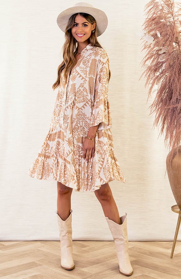 Print Tuniek Faya Beige – shoparchief
