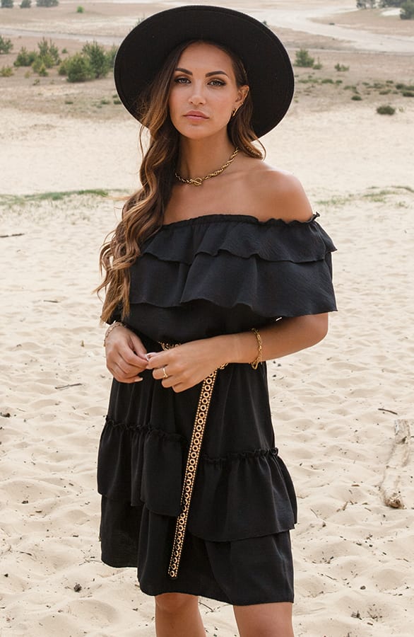 Ruches Off Shoulder Dress Bente Zwart – shoparchief — foto 5