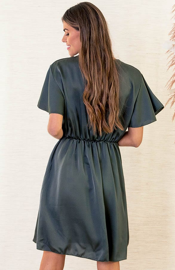 Ruches Silk Dress Esmee Army – shoparchief — foto 4