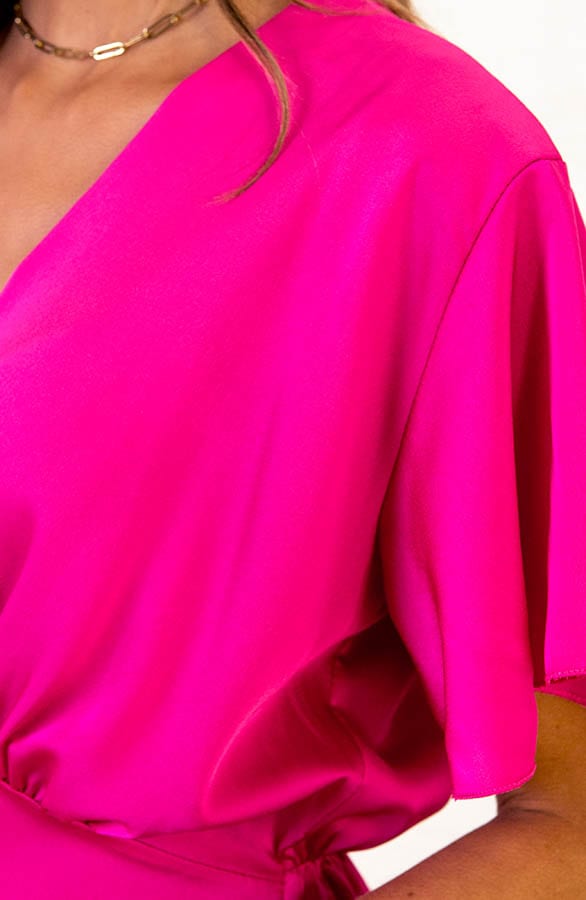 Ruches Silk Dress Esmee Fuchsia – shoparchief — foto 5