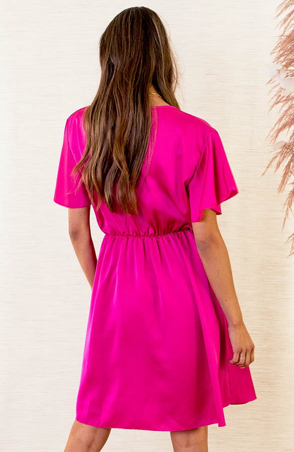 Ruches Silk Dress Esmee Fuchsia – shoparchief — foto 4