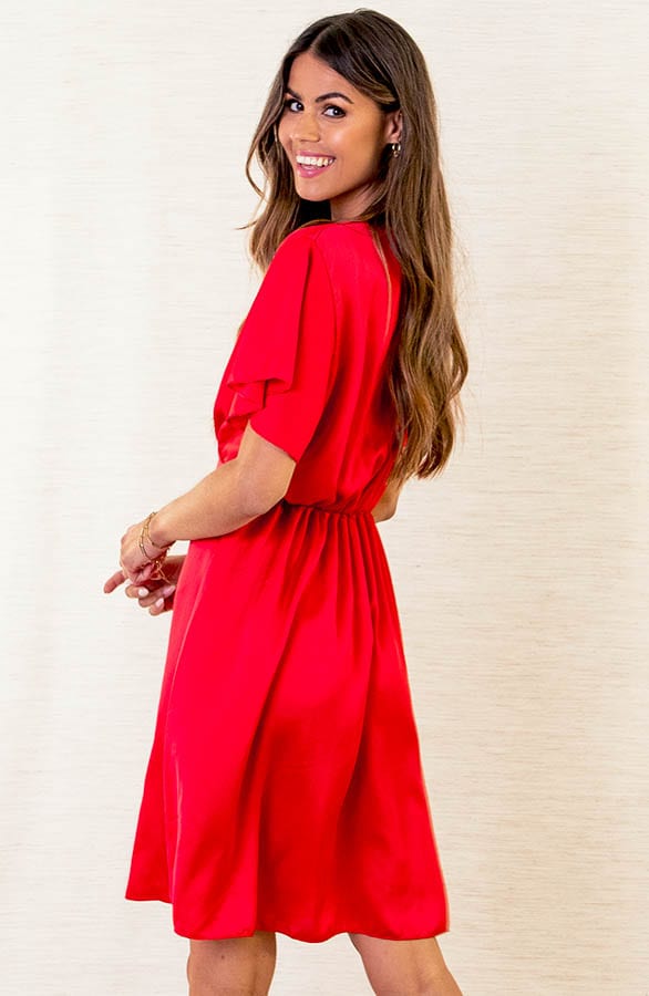 Ruches Silk Dress Esmee Rood – shoparchief — foto 4
