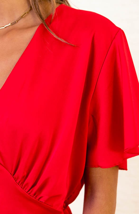 Ruches Silk Dress Esmee Rood – shoparchief — foto 5