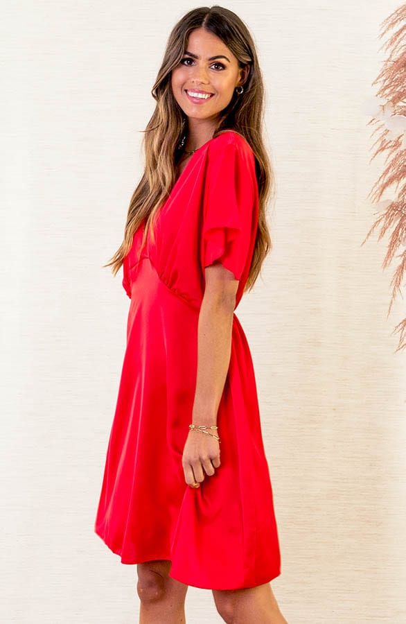 Ruches Silk Dress Esmee Rood – shoparchief — foto 3