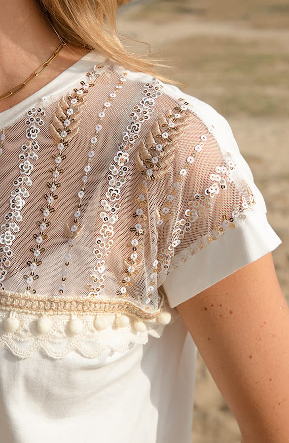 See Through Pailletten Top Laila Ecru – shoparchief — foto 3