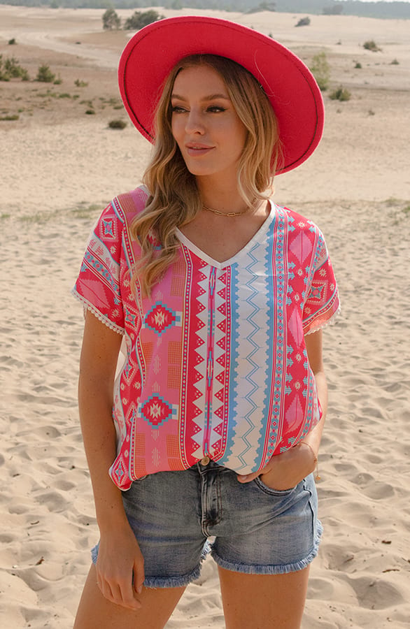 Soft Print Top Grace Roze – shoparchief