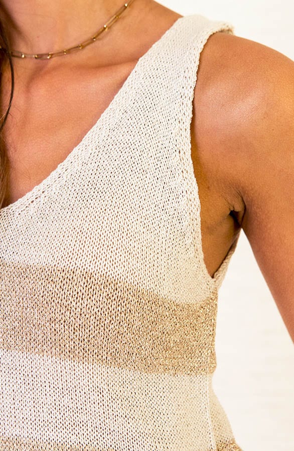Strepen Lurex Top Hanna Goud Beige – shoparchief — foto 4