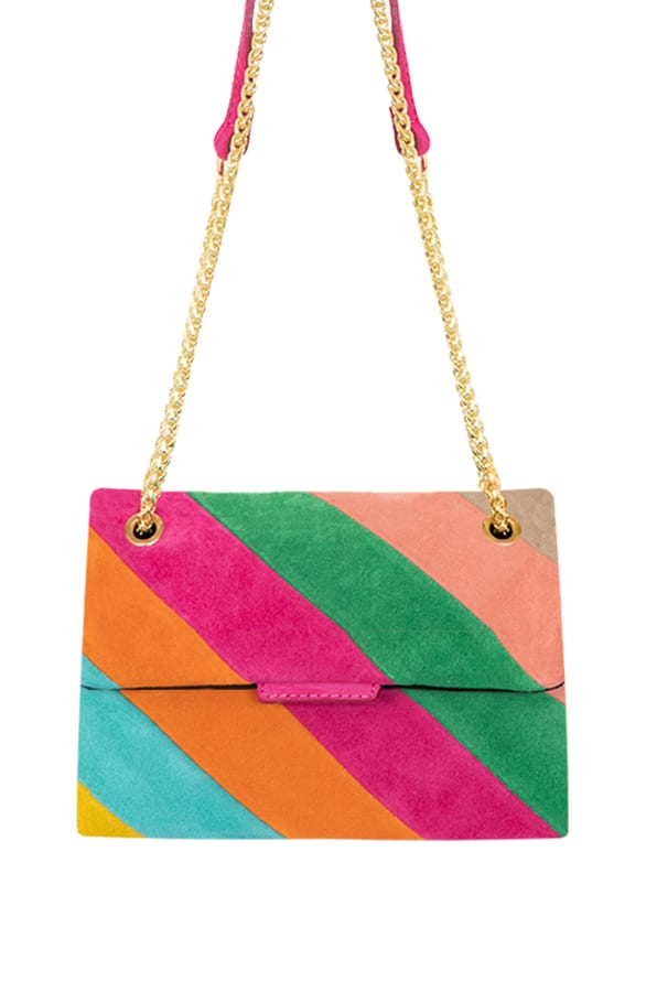 Suede Gestreepte Crossbody Bag Lina – shoparchief