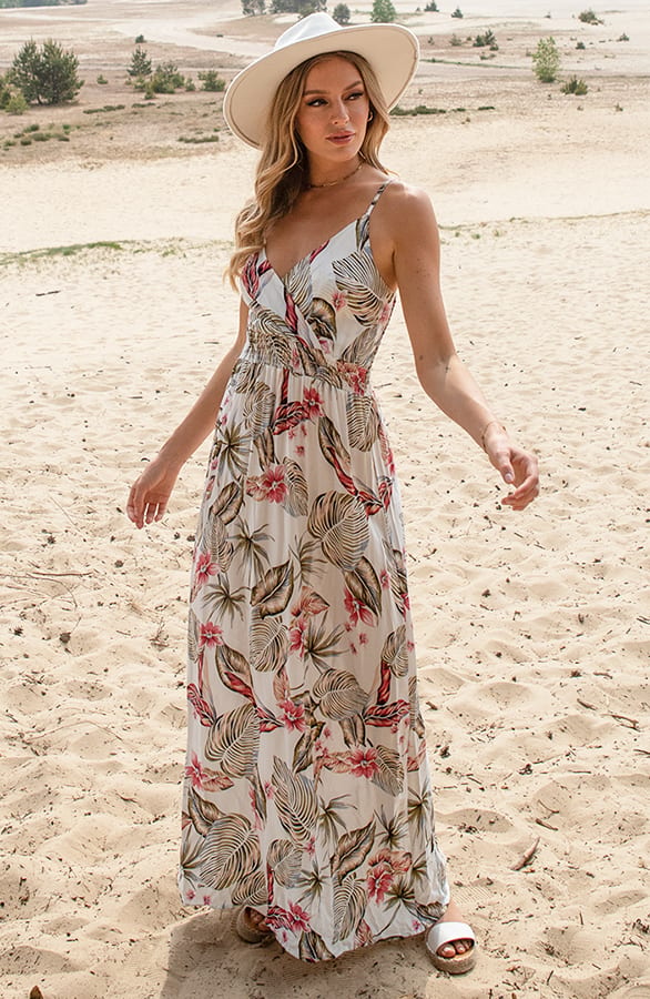 Tropical Spaghetti Jurk Jacky Ecru – shoparchief