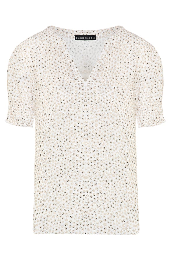 V-hals Korte Mouwen Blouse Jaidy Beige – shoparchief