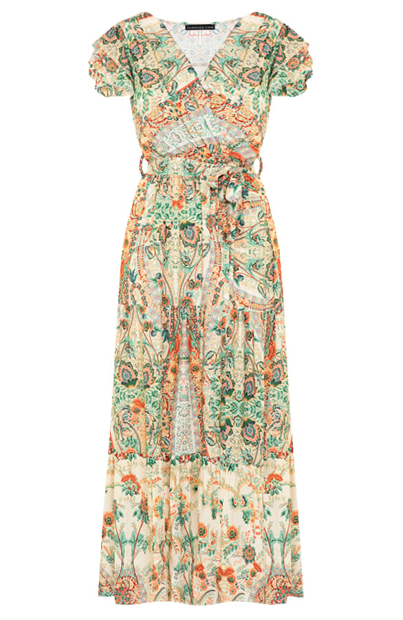 V-hals Maxi Jurk Boho Christine Beige – shoparchief