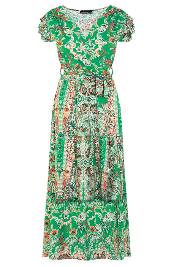 V-hals Maxi Jurk Boho Christine Bright Green – shoparchief