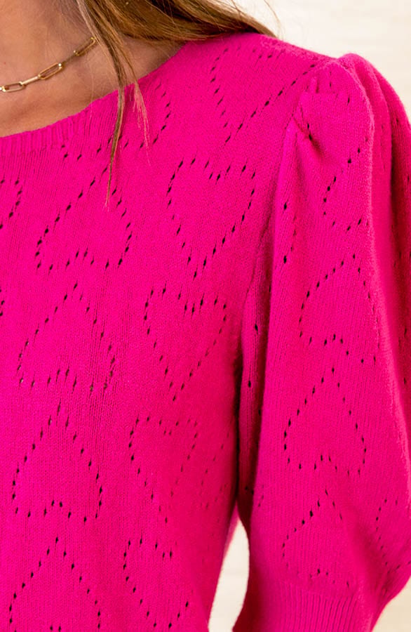 Zachtgebreide Hartjes Top Yaela Fuchsia – shoparchief — foto 5