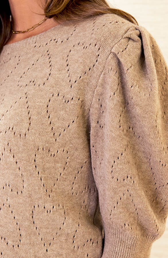 Zachtgebreide Hartjes Top Yaela Taupe – shoparchief — foto 5