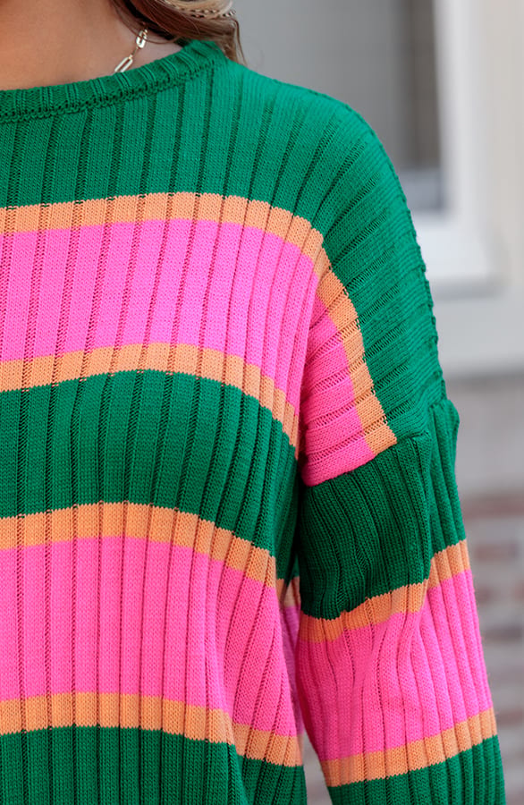 Gestreepte Sweater Dress Tracy Roze Smaragd – shoparchief — foto 6