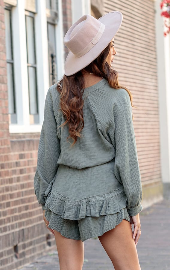 Katoenen Oversized Blouse Shelly Army – shoparchief — foto 4