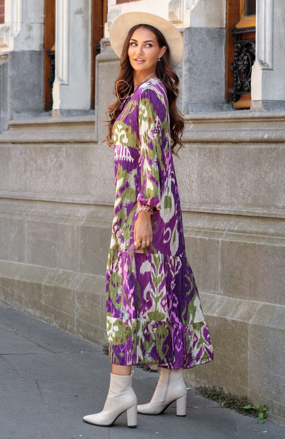 Luxe Print Maxi Jurk Lima Magenta – shoparchief — foto 3