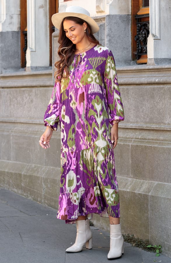 Luxe Print Maxi Jurk Lima Magenta – shoparchief — foto 6