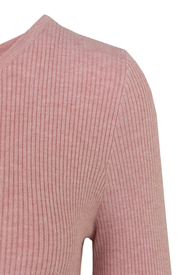 Ribstof Jurk Met Ronde Hals Serena Lichtroze – shoparchief — foto 2
