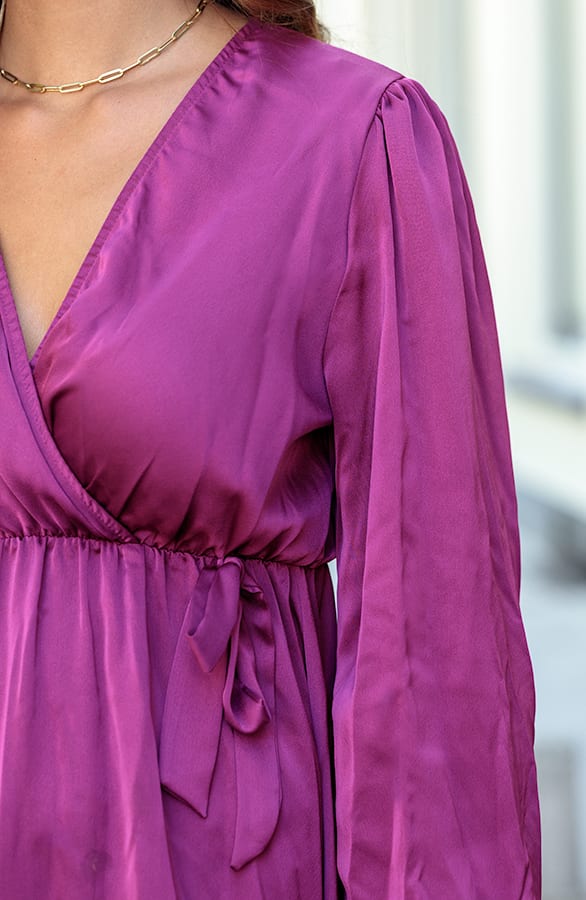 Satijnen Ruffle Jurk Sophie Magenta – shoparchief — foto 6